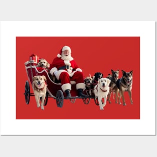 Santa Claus and dogs at Christmas! Posters and Art